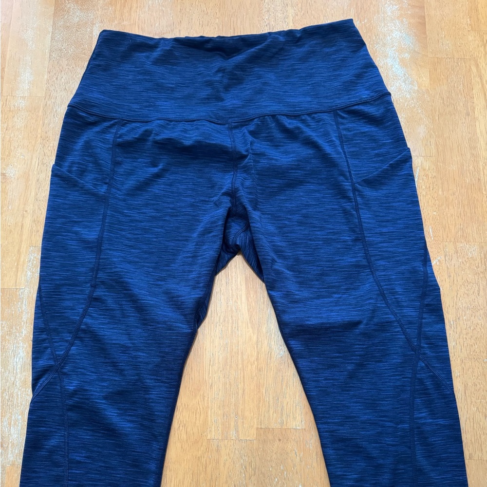 Womens Cropped Navy Blue Leggings 2XL